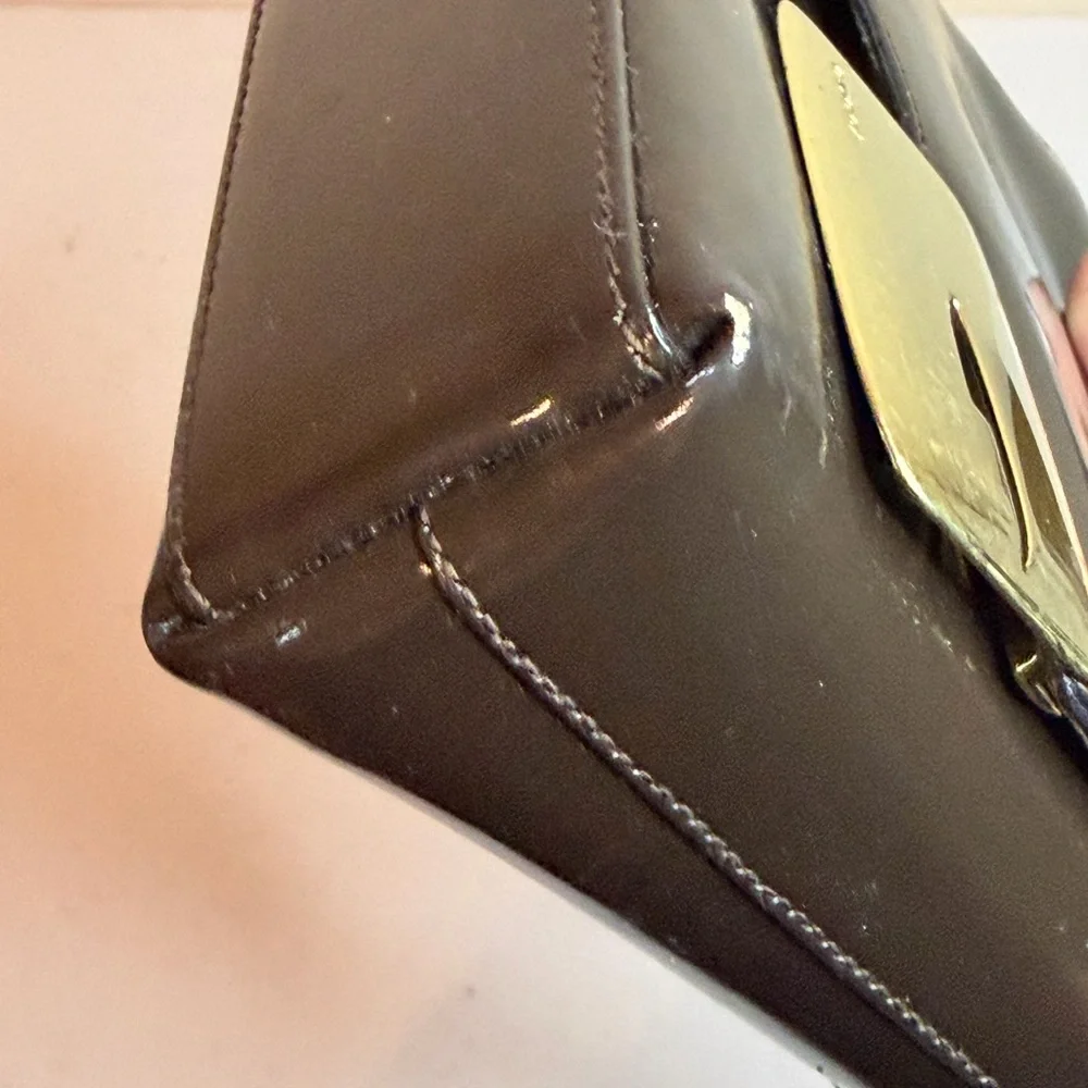 Vintage Gucci Shoulder Bag in Brown Enamel Leather PROJECT - Picture 9 of 16